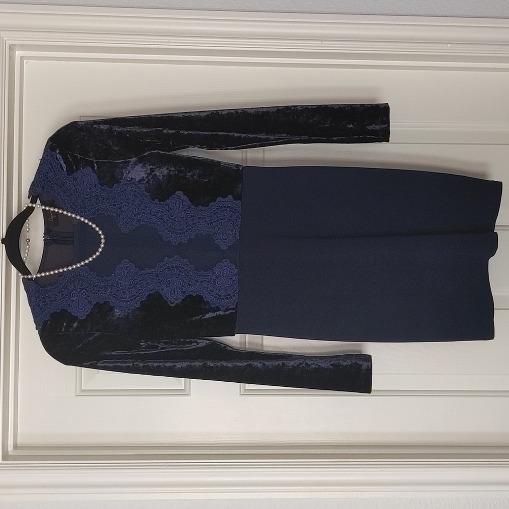 Stretch velvet embroidered mini dress